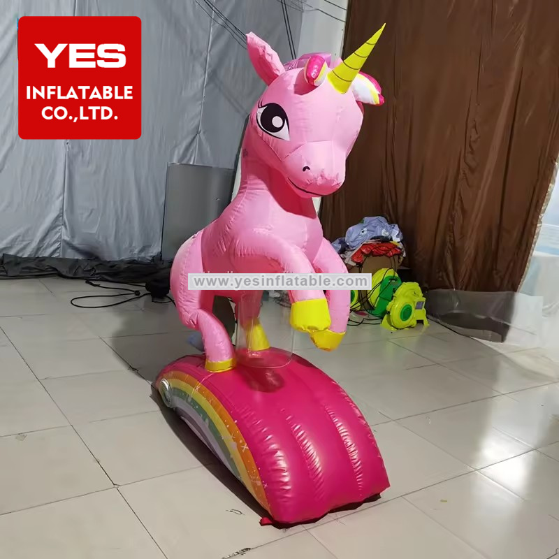 Customized Cheaper Inflatable Cartoon Animal Model Cute Pink Inflatable Unicorn