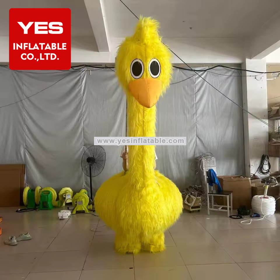 Parade Performance Inflatable Walking Costume Yellow Inflatable Plush Ostrich Costume