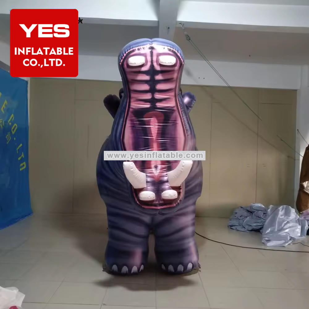 advertising inflatable hippo animal model inflatable hippo balloon with big mouth