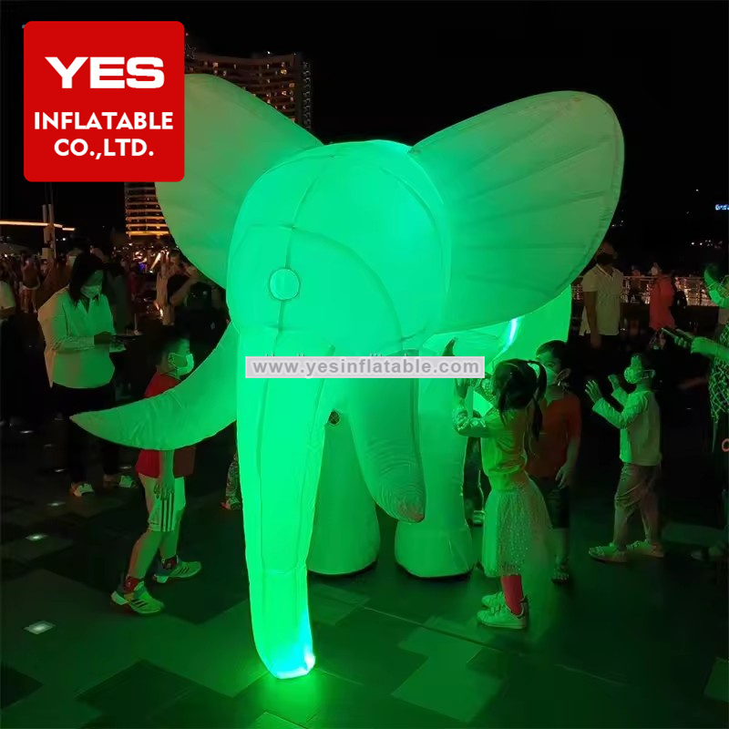 Advertising inflatable white elephant customized giant led light inflatable elephant