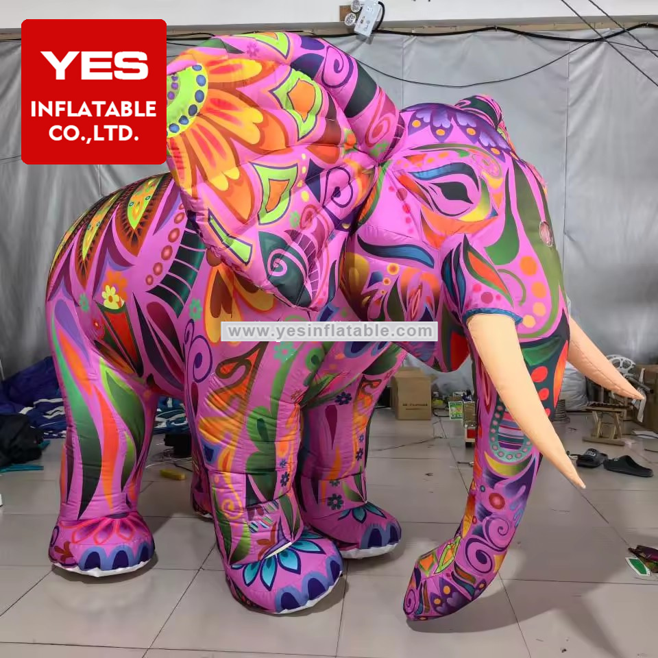 Custom Inflatable Walking Cartoon Purple Inflatable Elephant Costume With Led Light