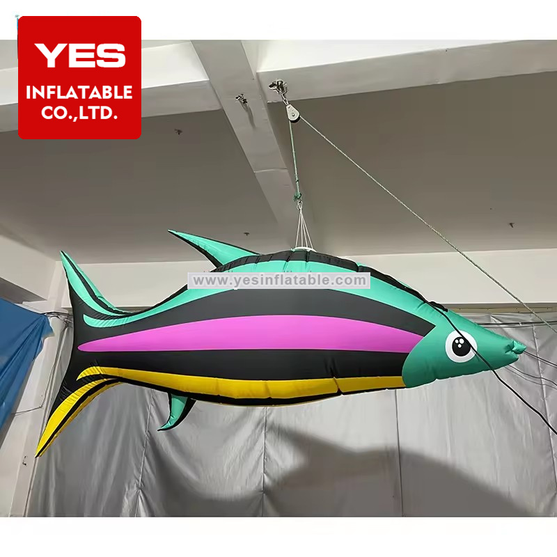 High Quality Outdoor Ocean Theme Party Decoration Giant Colorful Flying Inflatable Fish