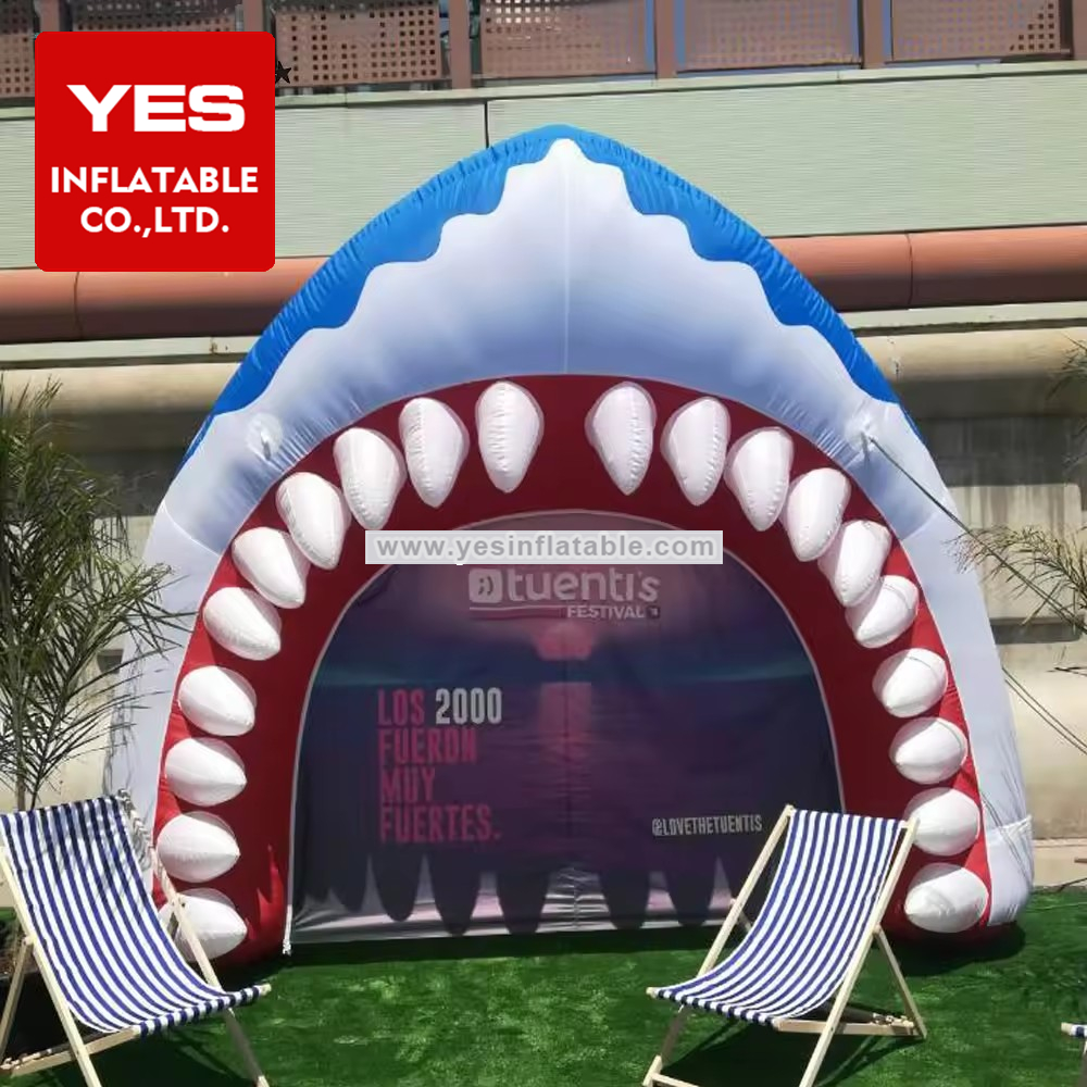 Customized Zoo Activity Decoration Inflatable Shark Mouth Shape Arch For Ocean Theme Party Decoration