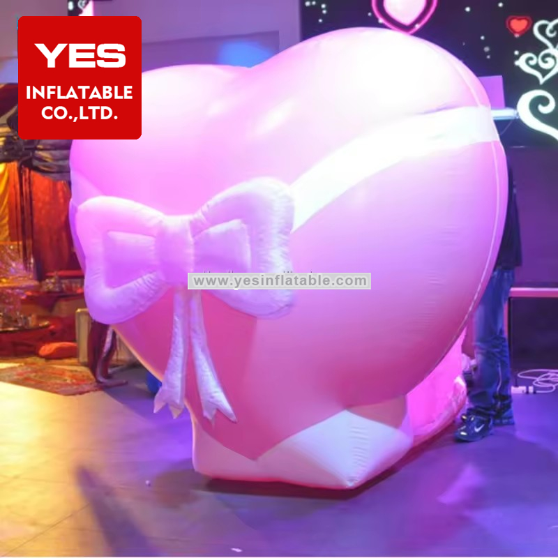 Valentine’S Day Decoration Pink Red Inflatable Heart With Led Light