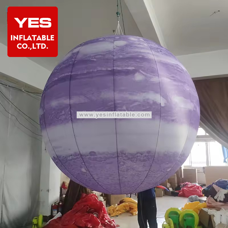 Space Theme Party Decoration Pink Inflatable Planet Inflatable Nine Planets Hanging Led   Model