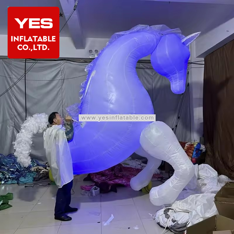 Custom Inflatable Animal Costume Walking White Inflatable Horse Costume With Led Light