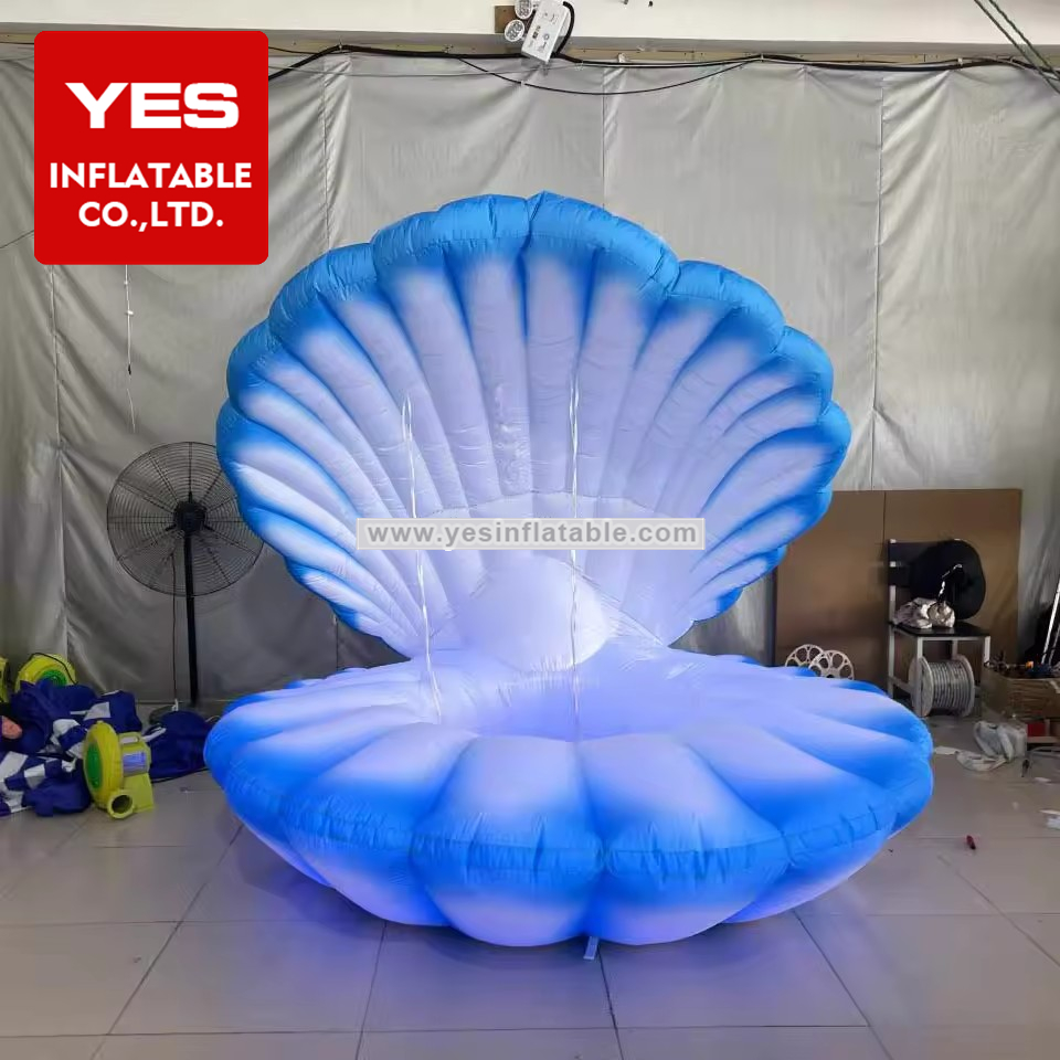 Custom Led Light Inflatable Stage Decoration Giant Inflatable Clam Shells For Decoration