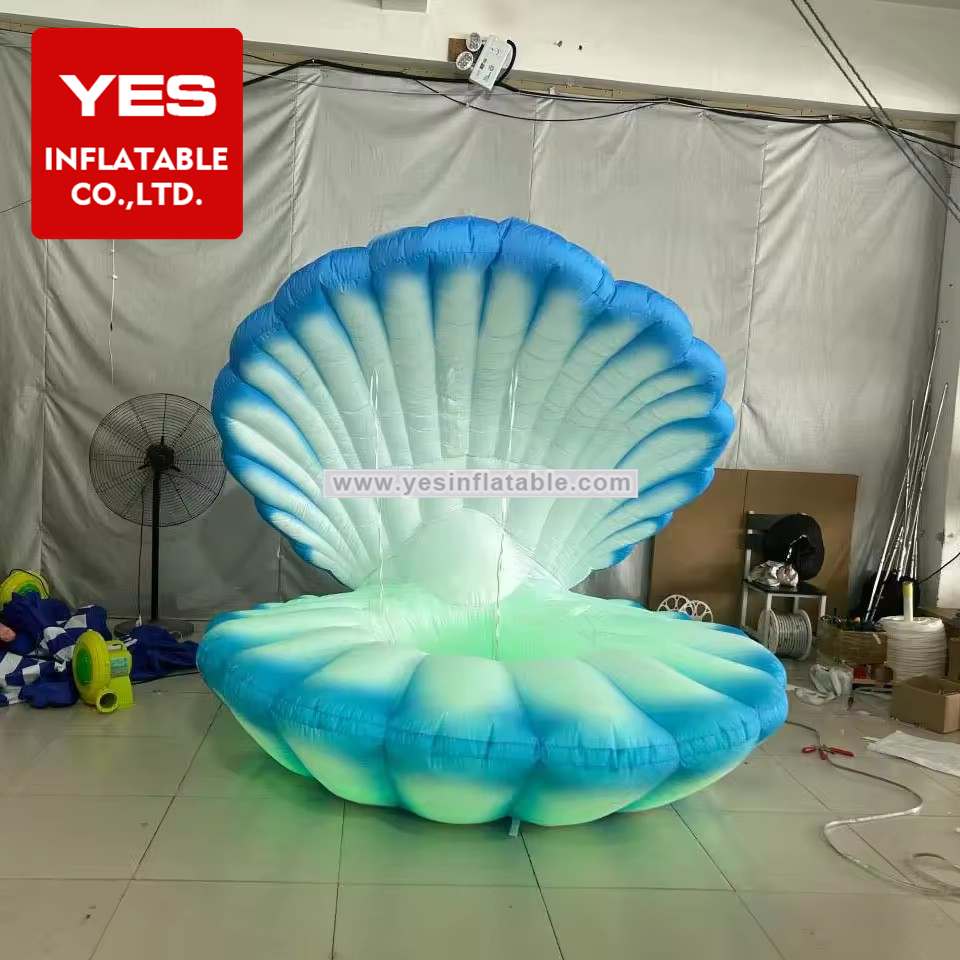 Custom Led Light Inflatable Stage Decoration Giant Inflatable Clam Shells For Decoration