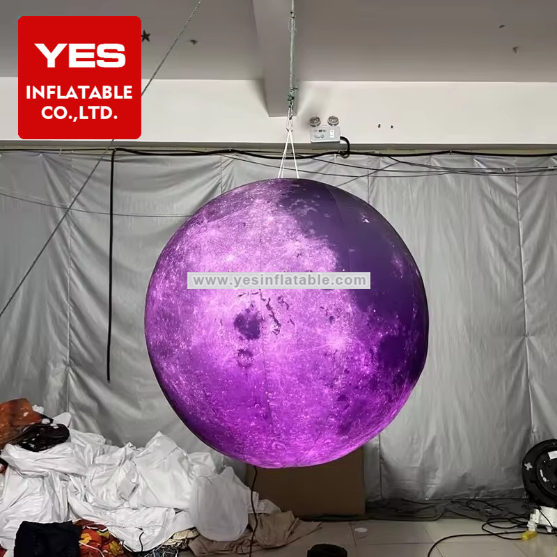 Geographical Display Custom Inflatable Planet Ball Led Colourful Light Inflatable Moon