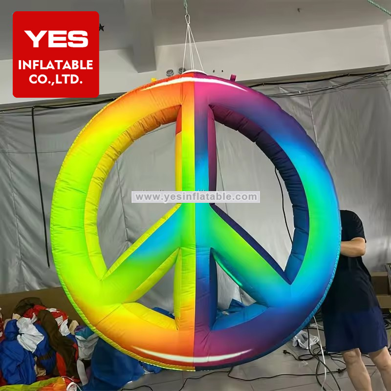 Custom Inflatable Colorful Sign Hanging Inflatable Brand Logo Inflatable Peace Sign