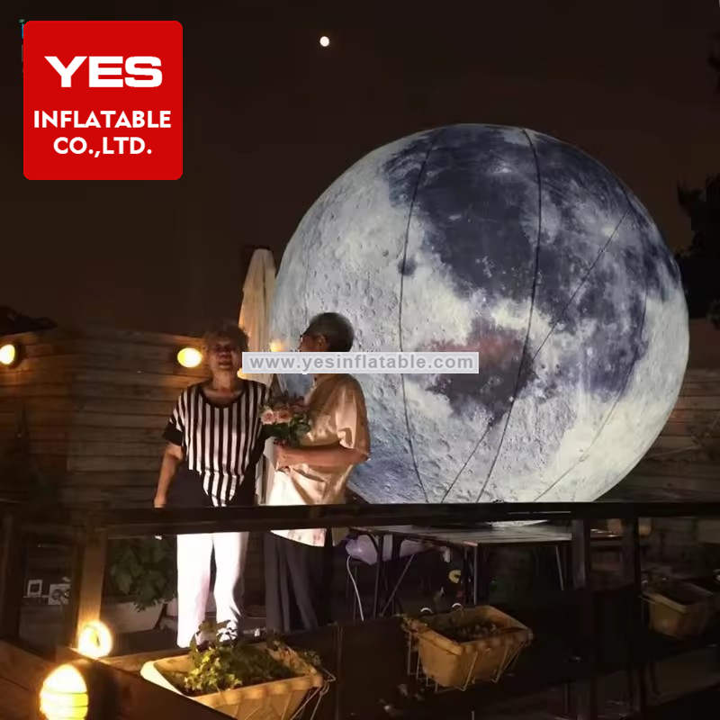 nightclub decorations OEM giant hanging planet inflatable giant moon with led