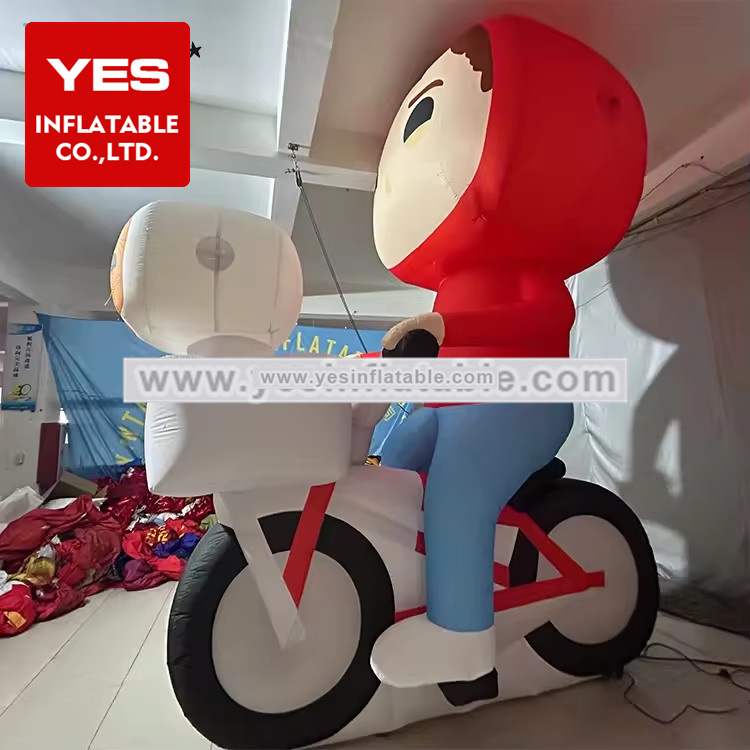 Children’S Park Inflatable Cartoon Decorations Riding Bicycle Inflatable Girl Model