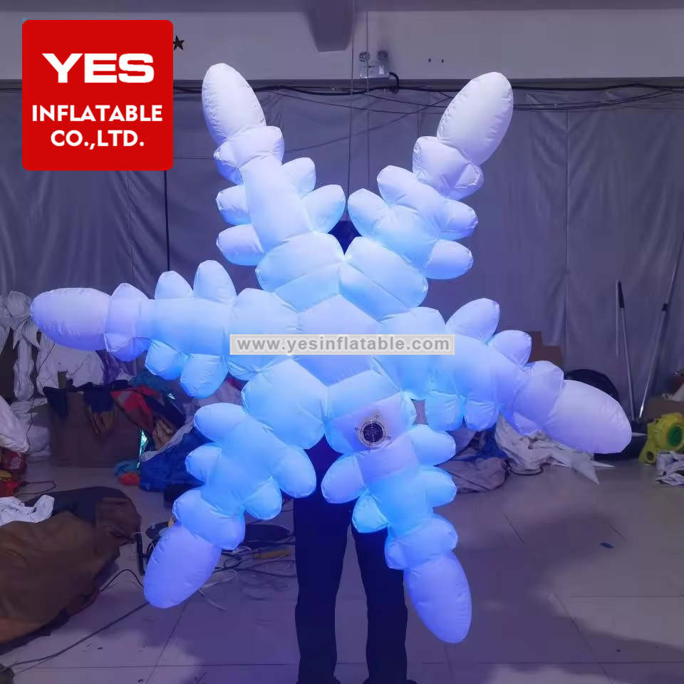 LED light Street parade inflatable Christmas show costume Inflatable snowflakes suit