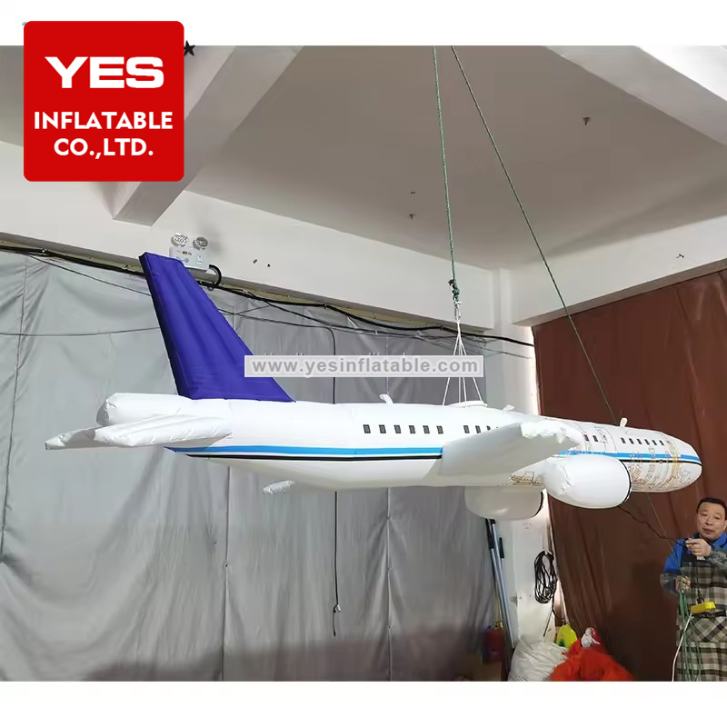 custom long plane model inflatable hanging indoor airplane