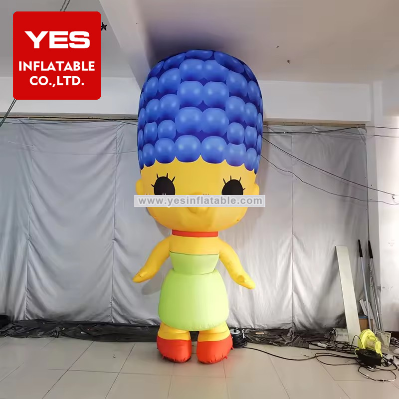 Factory Blue Hair Inflatable Cartoon Character Image Inflatable Cartoon Girl