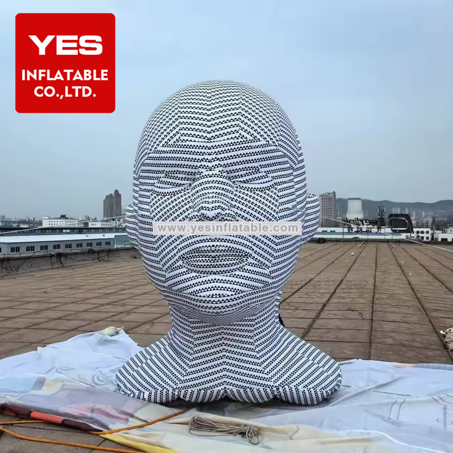 New Design Art Decoration Lighted Giant Inflatable Sculpture Human Head For Art Museum