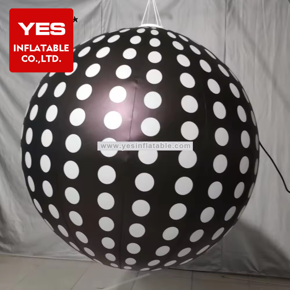 disco show decor inflatable led balloon ball with black and white colour printing