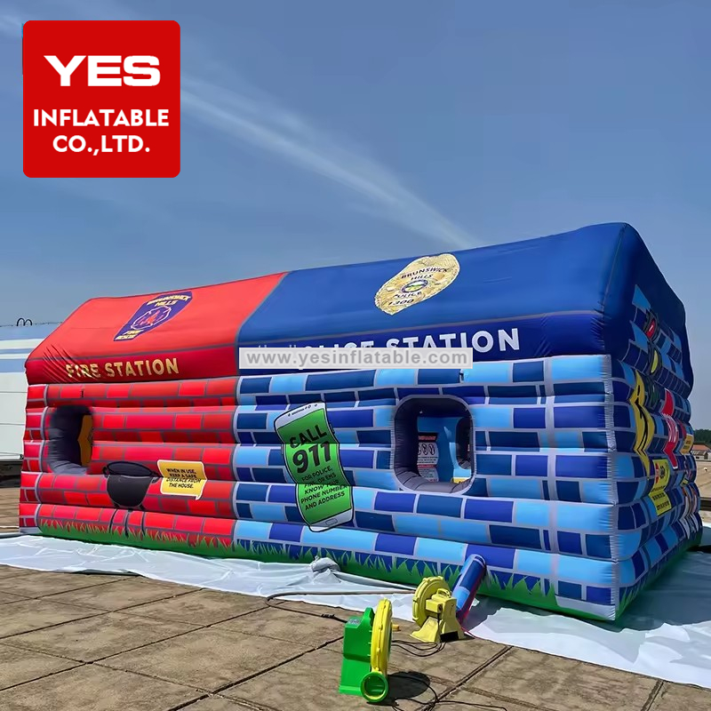 Custom Inflatable Cartoon Tent Inflatable Fire Station Guard Room Inflatable Tent