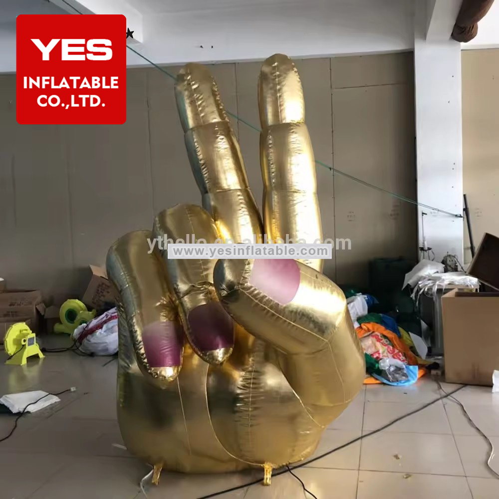 advertising golden inflatable hand victory sign finger model manos inflables gigantes for party decoration