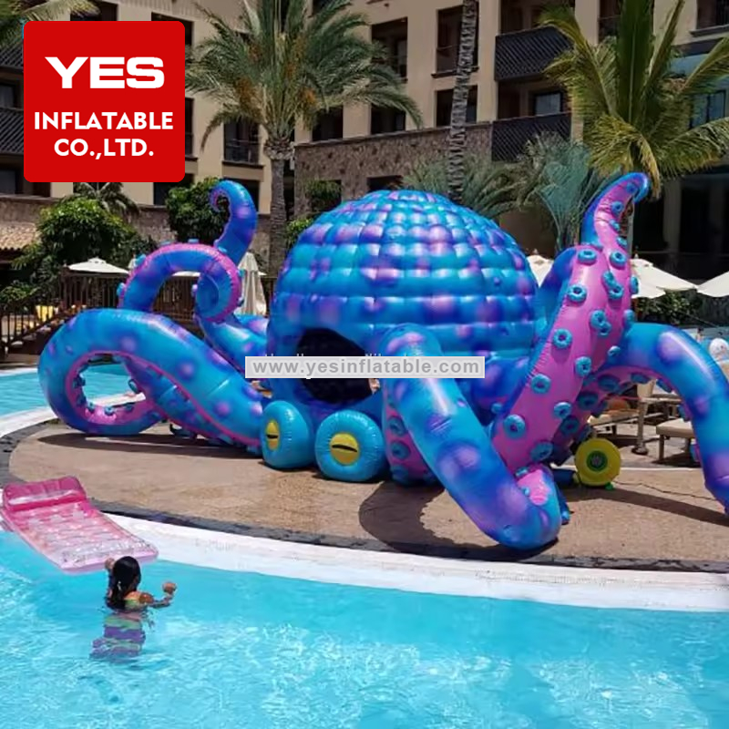 OEM giant inflatable DJ stage inflatable octopus with LED light