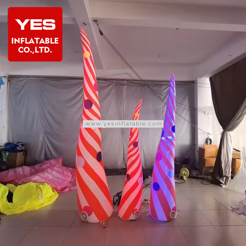 Best Sale Led Light Colors Advertising Customized Tusk Shape Inflatable Pillar