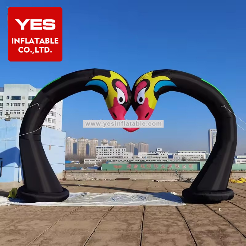 New Design Blow Up Inflatable Entrance Gate Black Inflatable Swan Arch