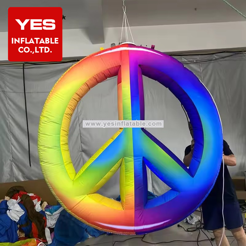 Advertising Inflatable Product Colorful Hanging Inflatable Peace Sign Inflatable Advertising Sign