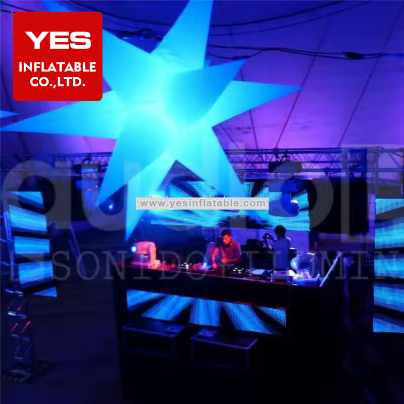 Holiday Orgy Inflatable Nightclub Stage Decorations Hanging Inflatable Stars With Led Light