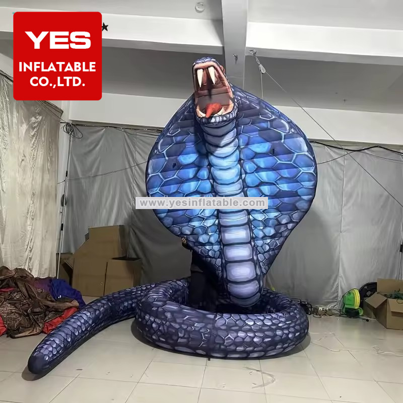 Giant Vivid Printing Inflatable Snake Model Bule Inflatable Cobra