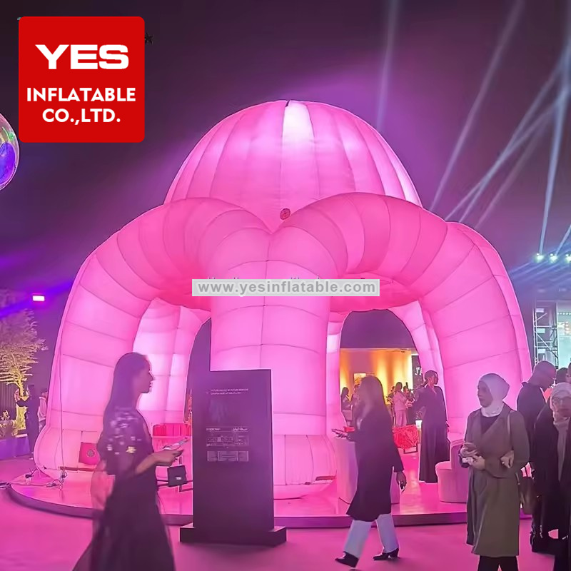 City Decoration Inflatable Pink Led Tent Inflatable Landmark Round House