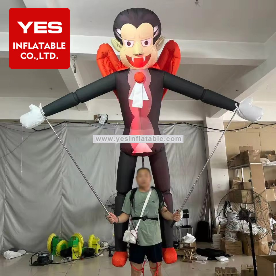 High Quality Inflatable Halloween Parade Walking Costume Inflatable Bat Vampire Puppet With Led Light