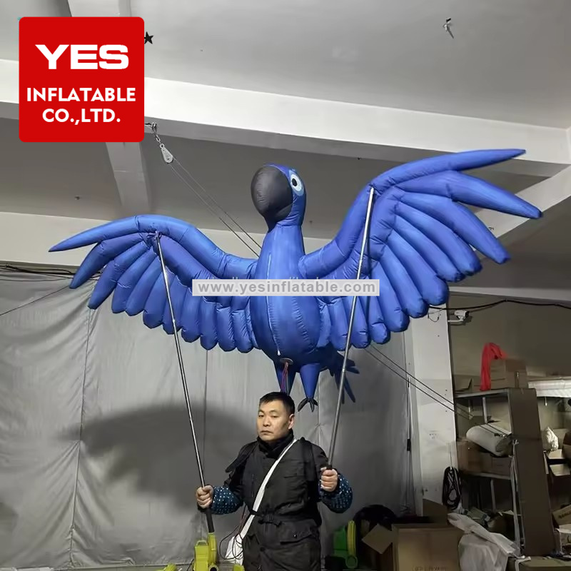 High Quality Inflatable Bird Walking Costume Bule Inflatable Parrot Costume