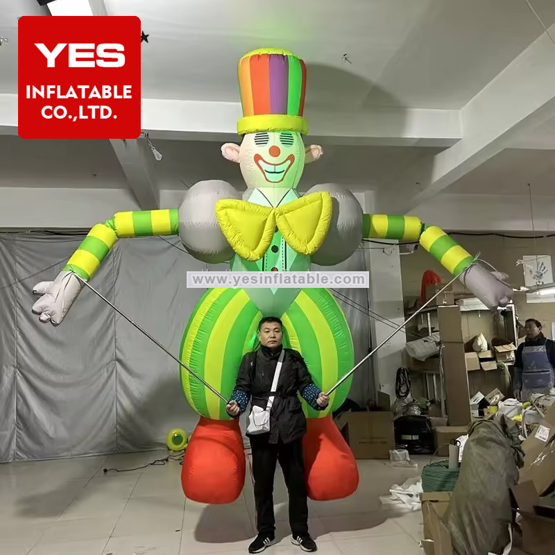 Funny Walking Wearable Parade Costume Colorful Inflatable Clown Puppet Costume With Led Light