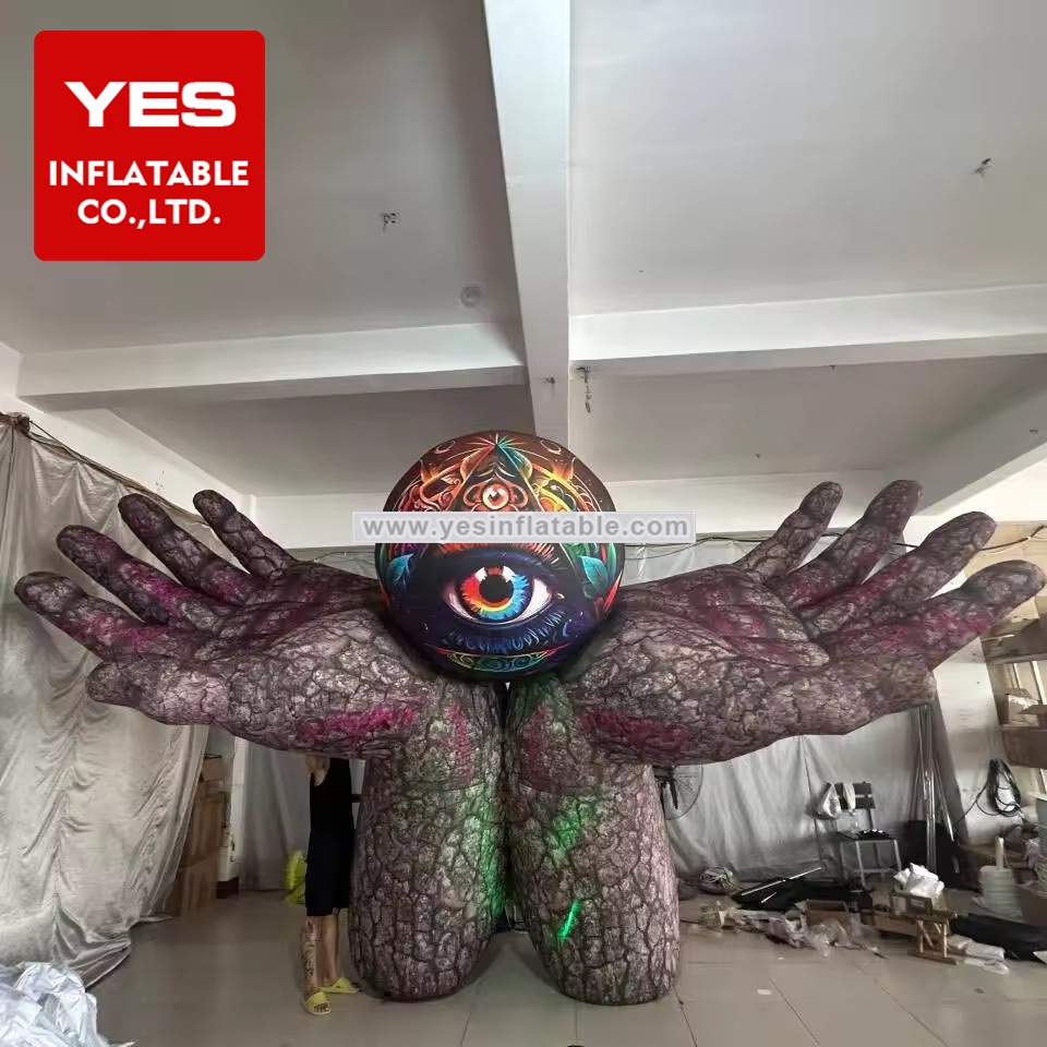 Giant Inflatable Event Advertising Decoration Inflatable Stage Palm Props With Eyeball