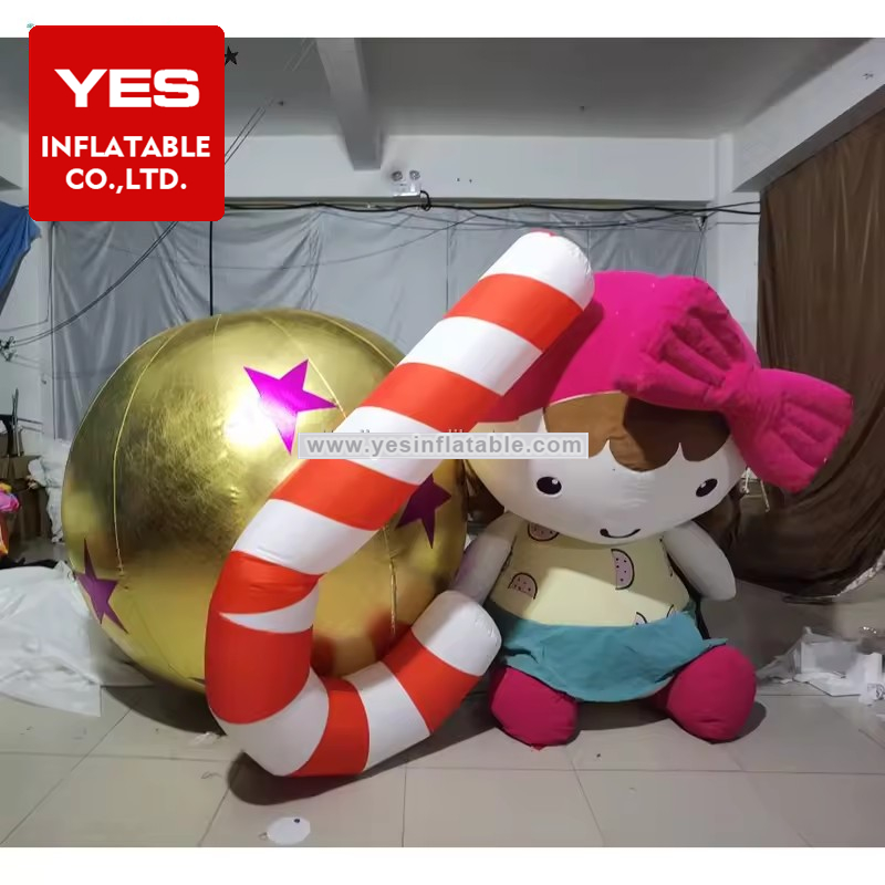 Life Size Christmas Decorations Blow Up Yard Garden Decoration Inflatable Girl With Candy Balls