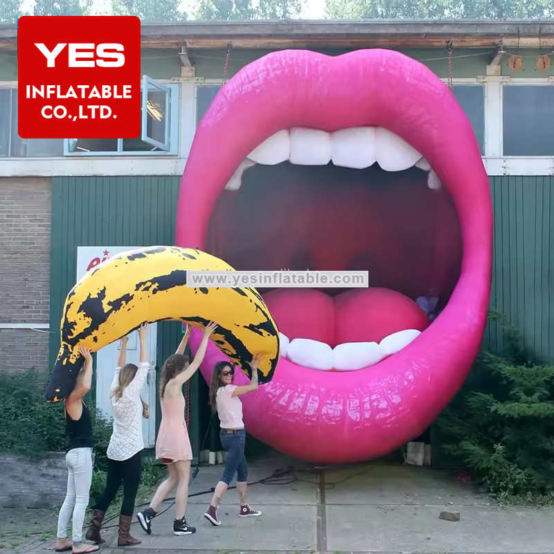 Valentine’S Day Giant Inflatable Mouth Red Lips Model For Outdoor Mall Advertising