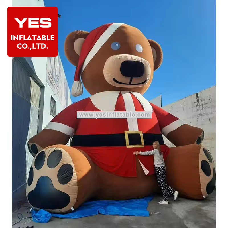 China Inflatable Christmas Decoration Bear Inflatable Event Cartoon Bear Promotional Inflatable Santa Bear