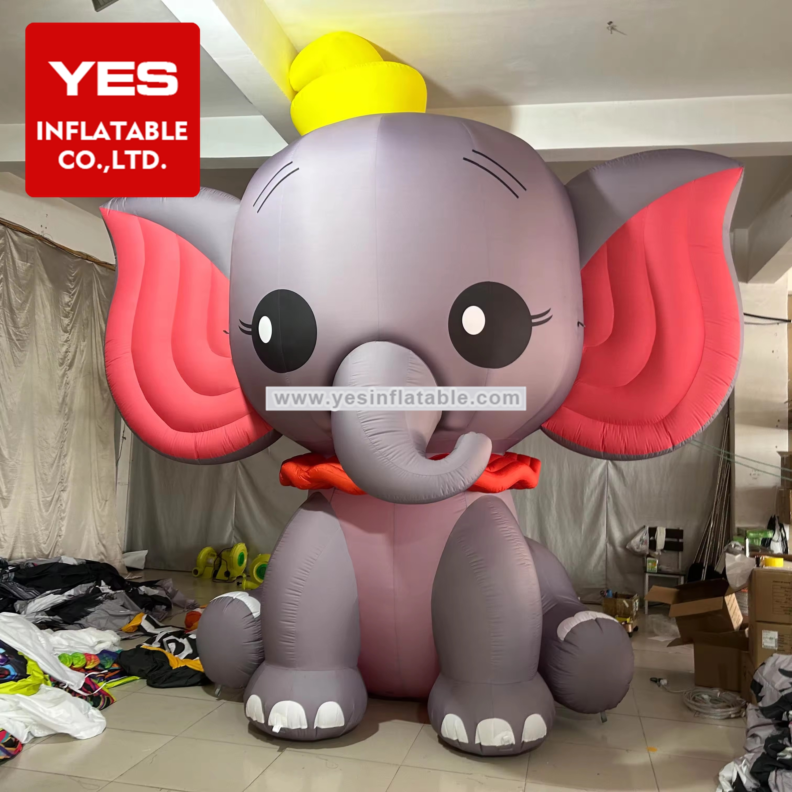 High Quality Cute Inflatable Cartoon Animal Model Inflatable Elephant With Led Light