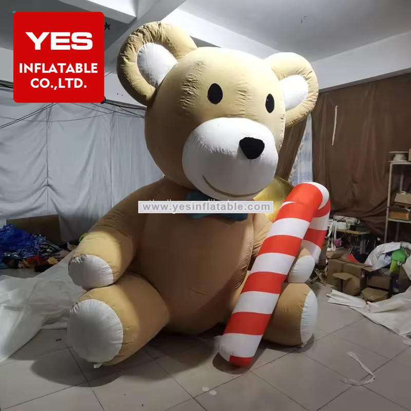 Christmas Outside Yard Decoration Inflatable Candy Canes Inflatable Christmas Bear