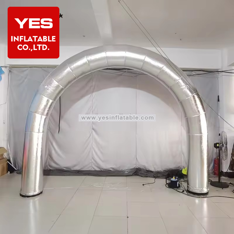 Customized Activity Entrance Silver Inflatable Arch