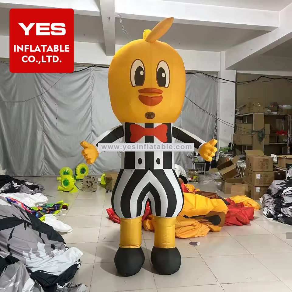 Holiday Parade Inflatable Walking Cartoon Inflatable Yellow Duck Cartoon Costume For Event   Cosplay