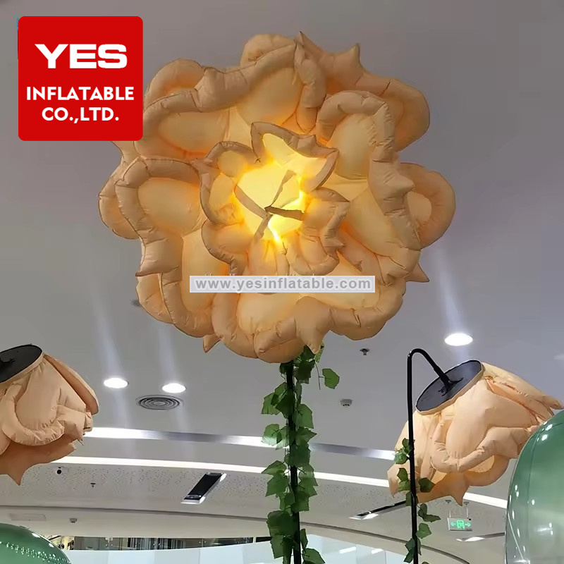 Event Shopping Mall Decoration Inflatable Flower With Led Light