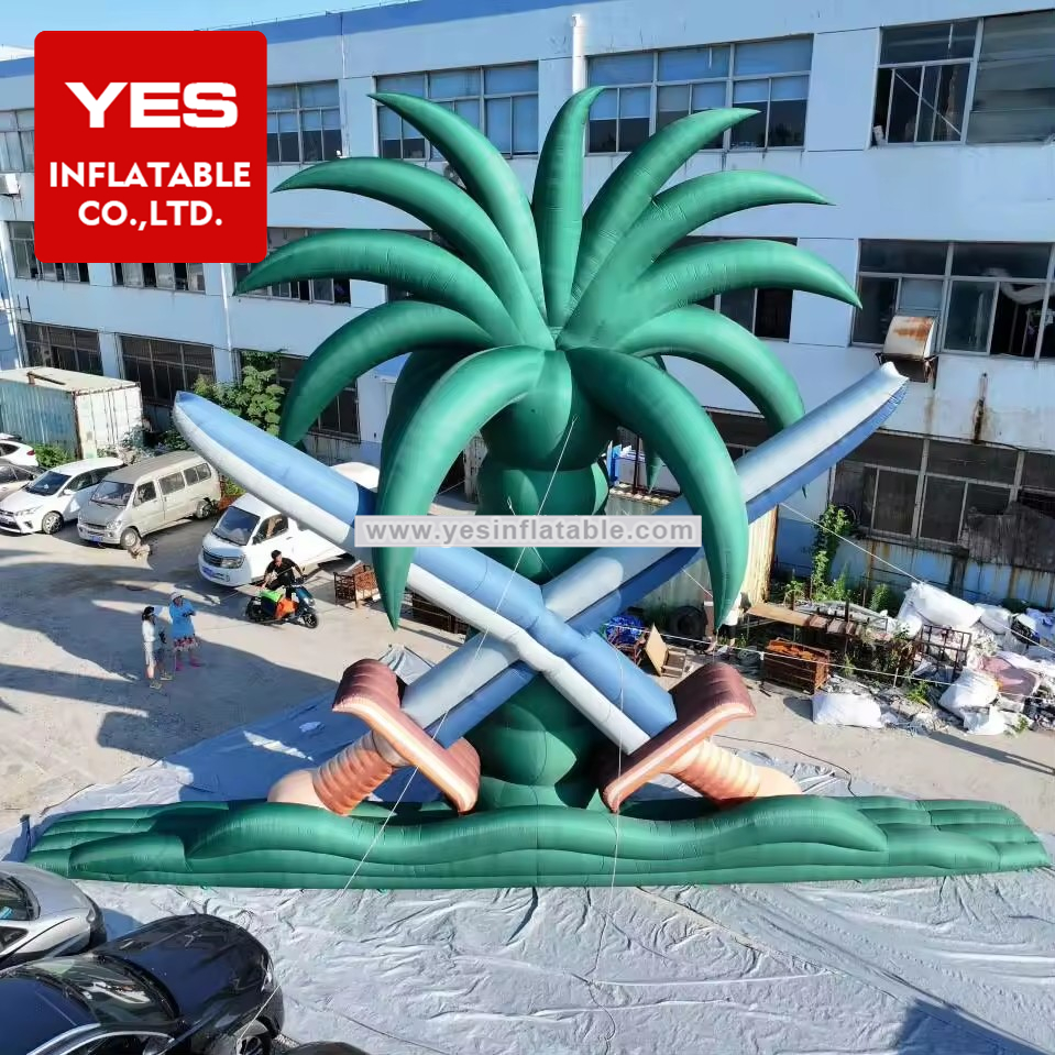 Giant Advertising Inflatable Plant Inflatable Coconut Tree Palm Tree With Sword