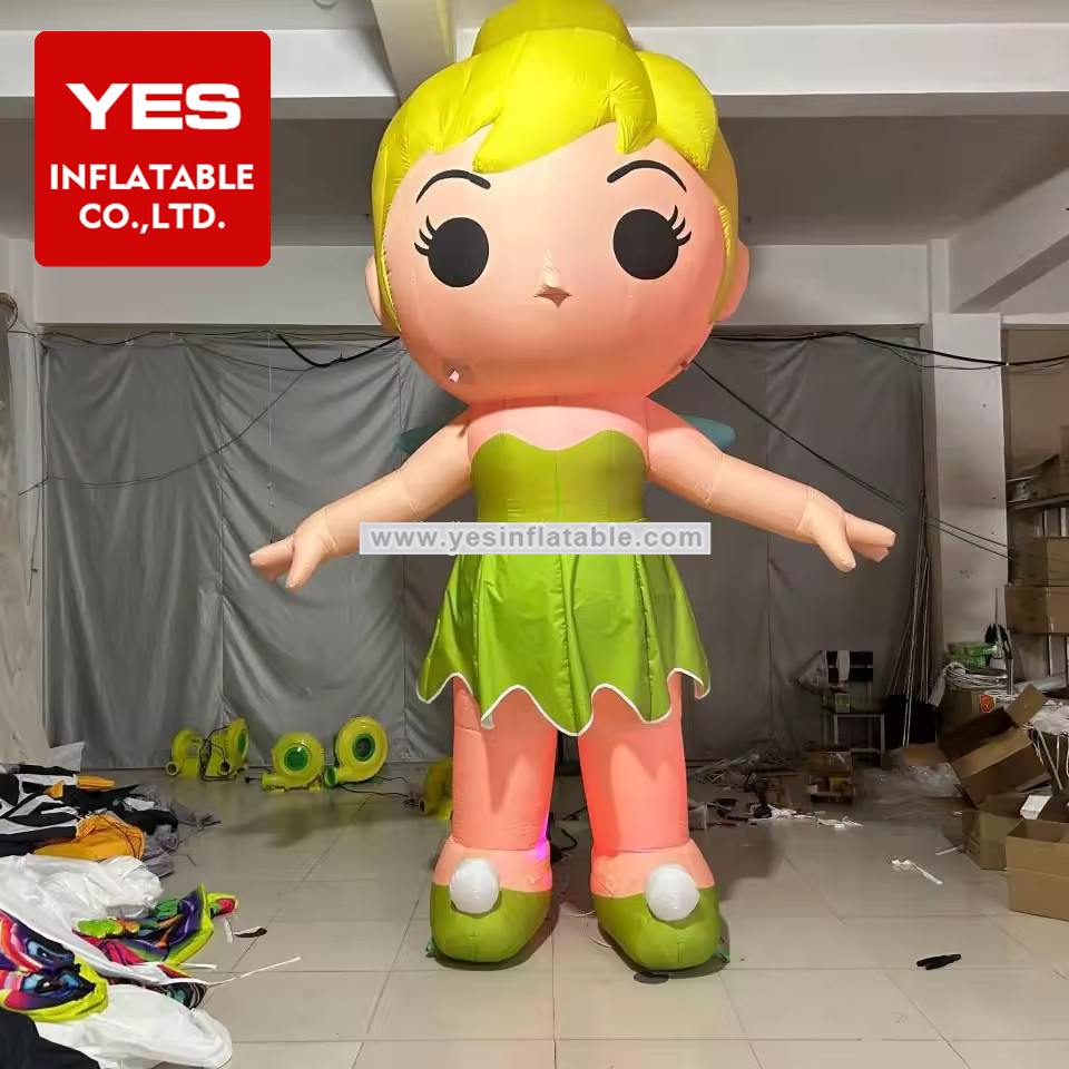 Cute Beautiful Party Decoration Inflatable Cartoon Charater Inflatable Elf Girl With Led Light