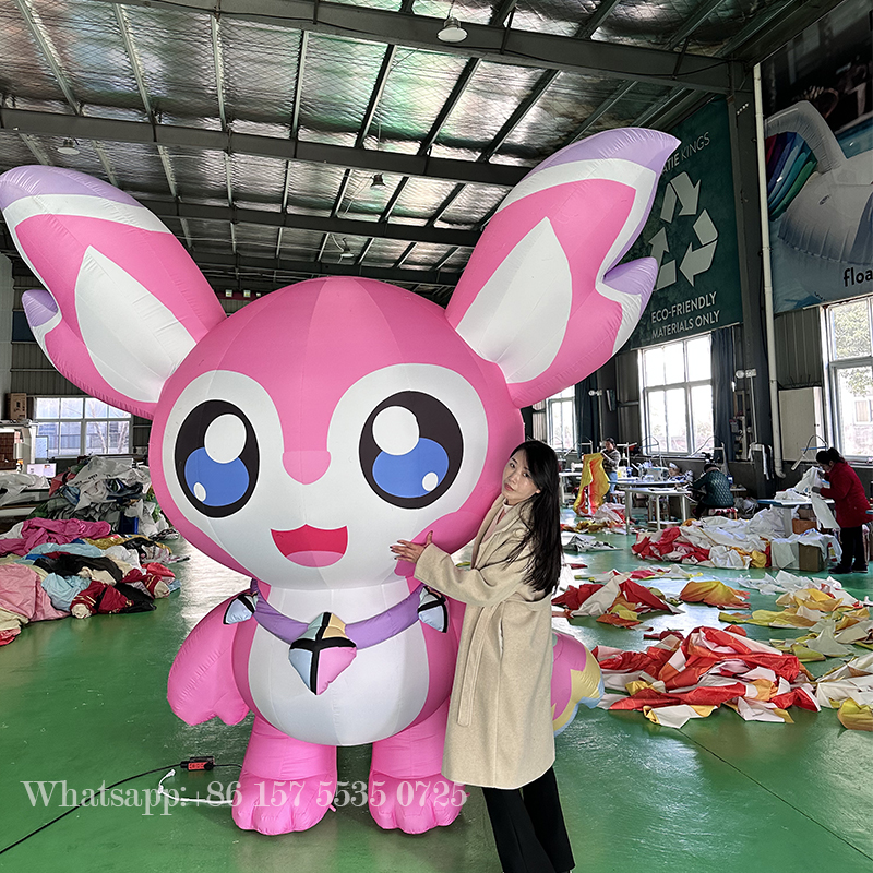 Customized Inflatable Cartoon Animal Model Pink Inflatable Cartoon Fox